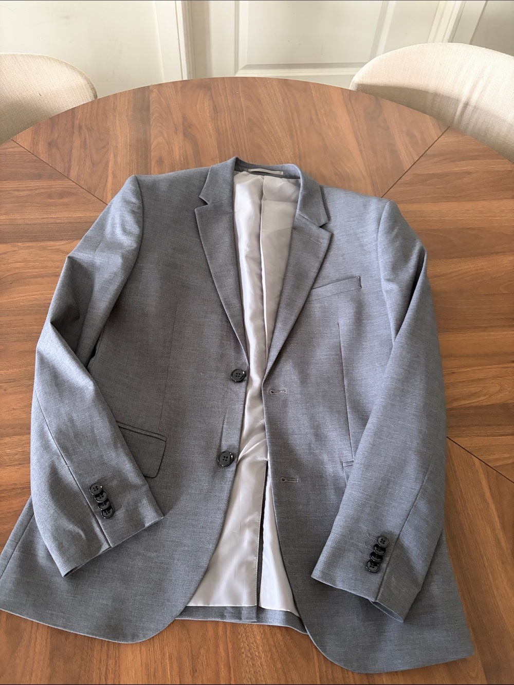 H&M Light Grey Men's Blazer - Two-Button Sport Coat